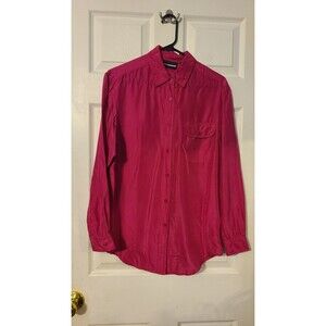 Diane Gilman Fuchsia Pink Silk Blouse  Button up Medium